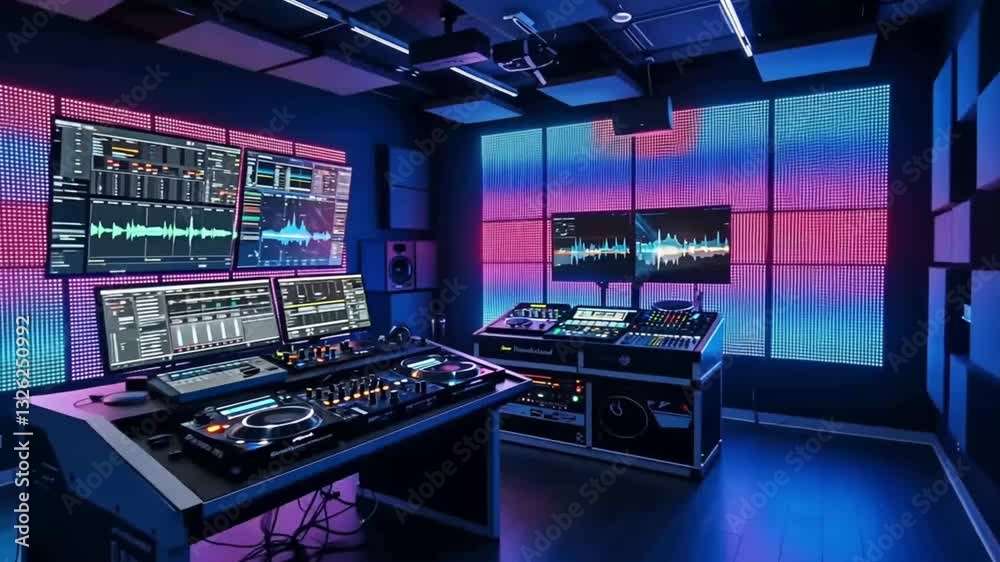 Exploring Audio Mixing in Professional Music Recording Studio Interior Exploring Audio Mixing in Professional Music Recording Studio Interior