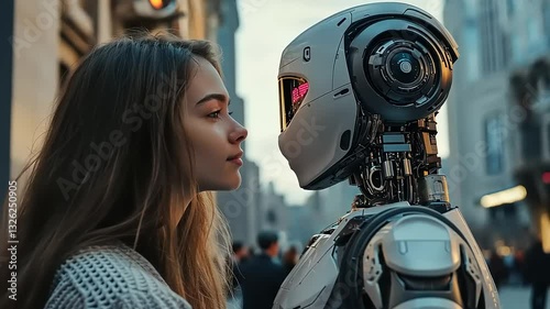 A Fascinating Interaction Between Human and Robot in a Bustling Urban Environment