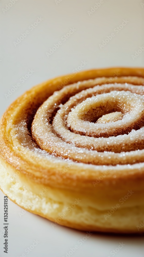 Fototapeta premium Deliciously Swirling Cinnamon Roll With Sugar on Top in a Close-Up View