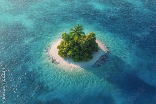 Remote Tropical Island Surrounded by Clear Blue Waters and Lush Greenery