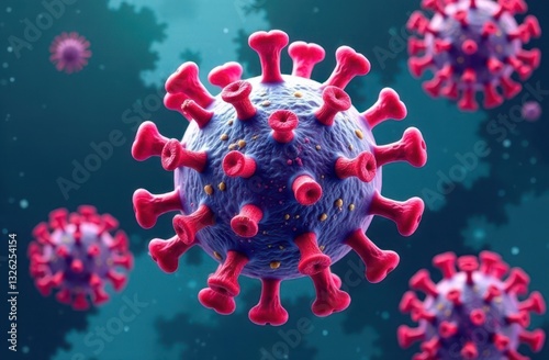 Virus visualization showcasing AI-related structure and features