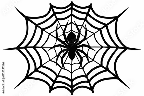 ntricate web spun by a spider line art silhouette vector illustration