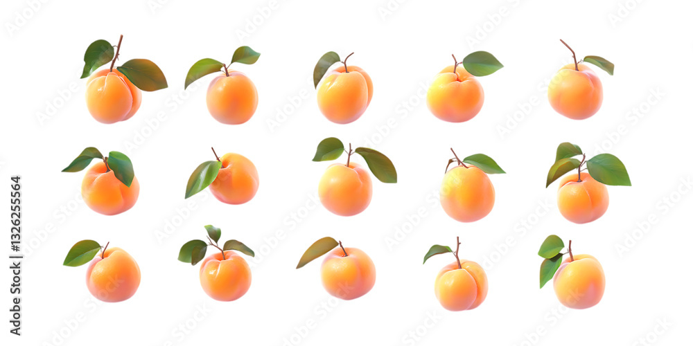 Pack Apricot Fruit Set in Different Poses Against Transparent Background for Organic Food Promotion, Summer Branding, or Culinary Illustration Pack Apricot Fruit Set in Different Poses Against Transparent Background for Organic Food Promotion, Summer Branding, or Culinary Illustration