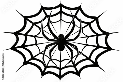 ntricate web spun by a spider line art silhouette vector illustration