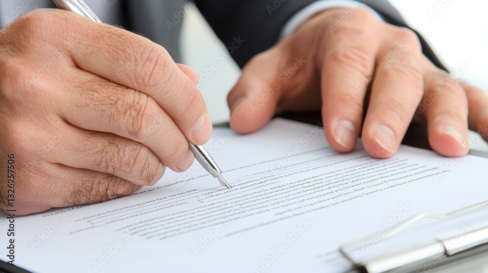 Hands signing an important contract, symbolizing commitment, paperwork completion, and secure business agreements Hands signing an important contract, symbolizing commitment, paperwork completion, and secure business agreements