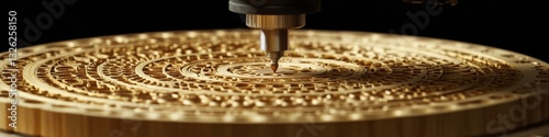 CNC Router Precision Highlighted at Work, Crafting Intricate Wooden Inlay Detail on a Project photo