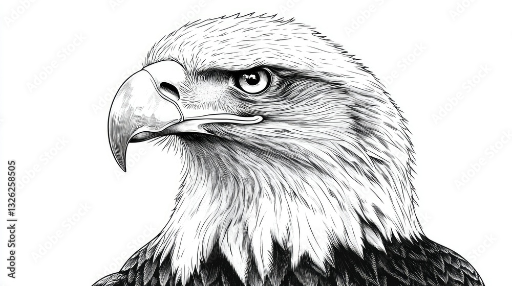 Handcrafted Artistic Representation of an Eagle from the Front, Isolated on a White Backdrop