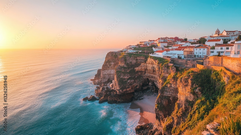 Iberia: Azenhas do Mar - Quaint Village Perched on Atlantic Cliffs, Showcasing Portugal's Stunning Ocean Landscape Iberia: Azenhas do Mar - Quaint Village Perched on Atlantic Cliffs, Showcasing Portugal's Stunning Ocean Landscape