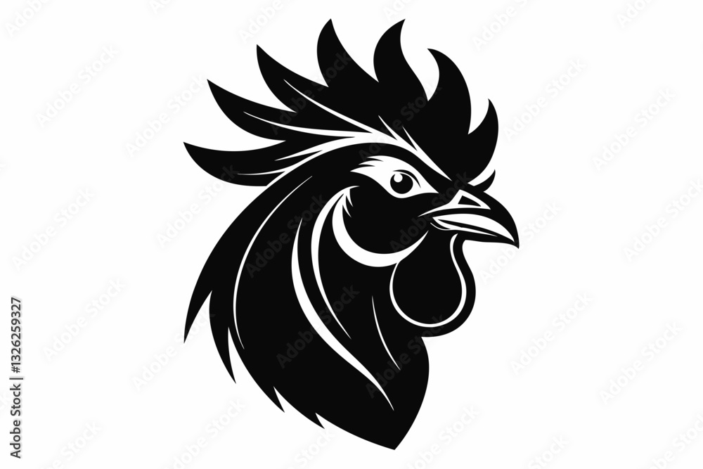 Fototapeta premium rooster head line art silhouette vector illustration