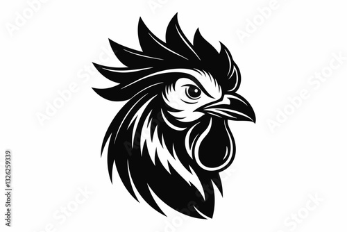 rooster head line art silhouette vector illustration
