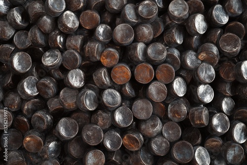 Buckshot Set: Heap of Metal Buckshot Arranged Horizontally at Dockyard