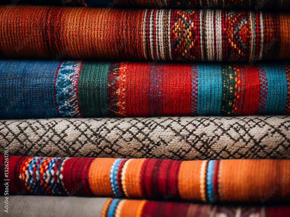 Bhutanese textile weave with geometric patterns and colors preserving rich cultural heritage Bhutanese textile weave with geometric patterns and colors preserving rich cultural heritage