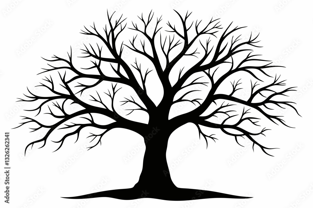 Obraz premium tree without any leaf line art silhouette vector illustration