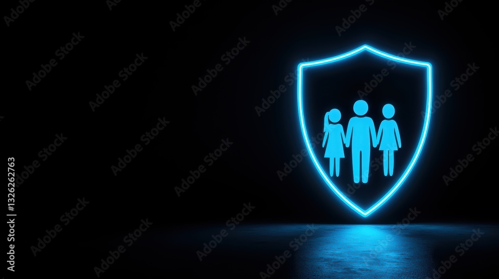 Glowing Shield Symbolizing Preventive Healthcare and Family Protection Against Illnesses Glowing Shield Symbolizing Preventive Healthcare and Family Protection Against Illnesses
