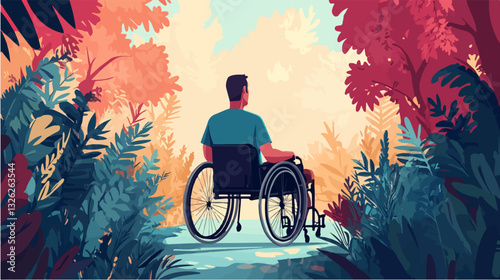 Illustration of a man in a wheelchair.