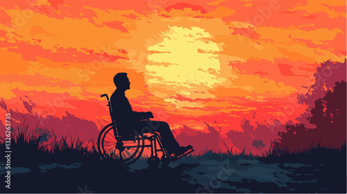 Illustration of a man in a wheelchair.