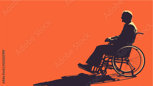 Illustration of a man in a wheelchair.