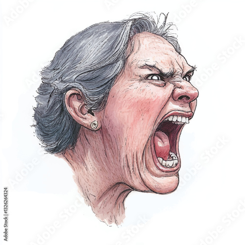 watercolor copic marker concept sketch of mom yelling