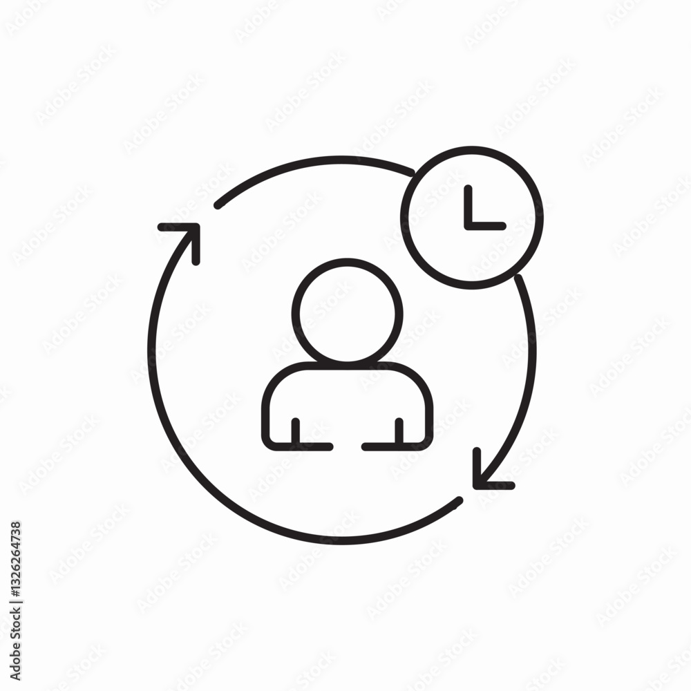Time management person clock icon vector sign Time management person clock icon vector sign