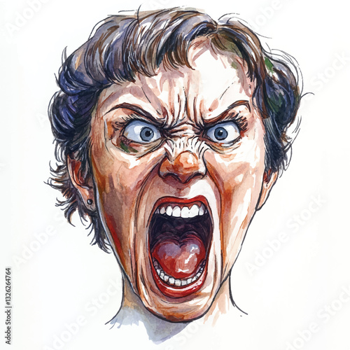 watercolor copic marker concept sketch of mom yelling