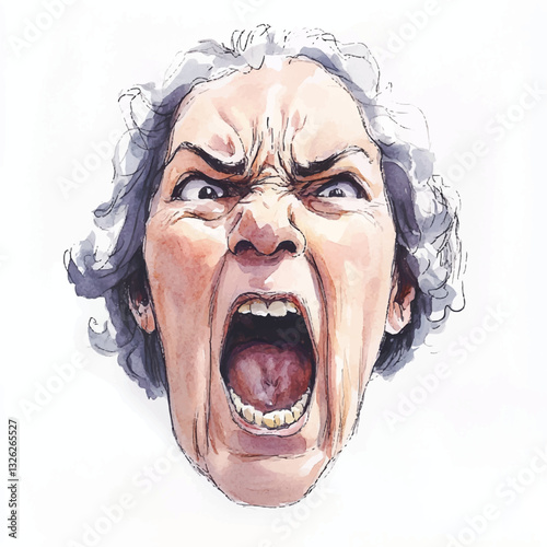 watercolor copic marker concept sketch of mom yelling