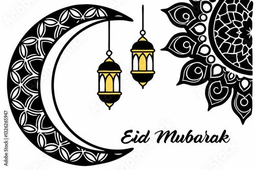 Eid Mubarak elegant silhouette vector illustration