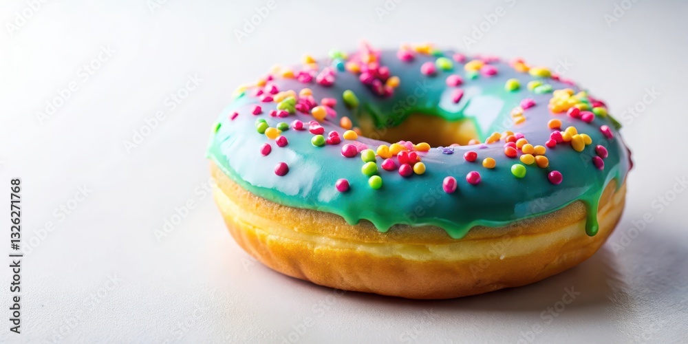 Colorful glazed donut on a white background with intricate glaze details and soft focus effect, bakery Colorful glazed donut on a white background with intricate glaze details and soft focus effect, bakery
