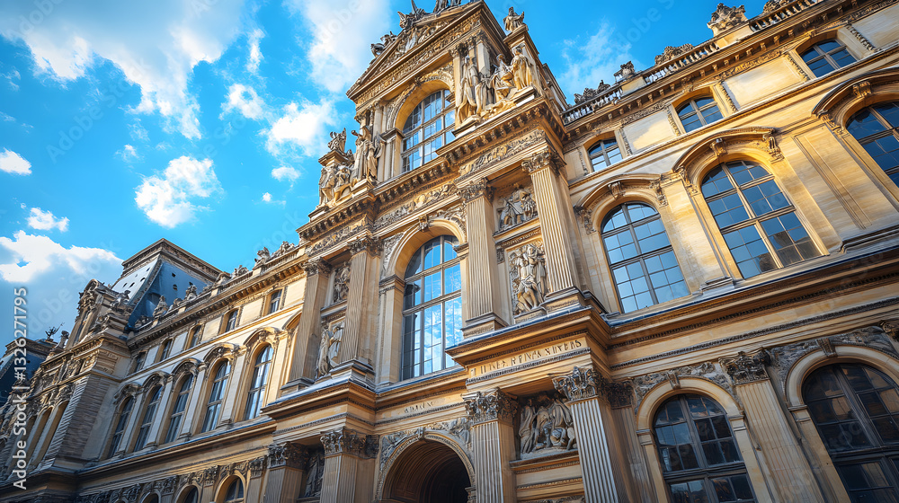 Fototapeta premium High-definition pictures of the exterior of the Louvre in Paris