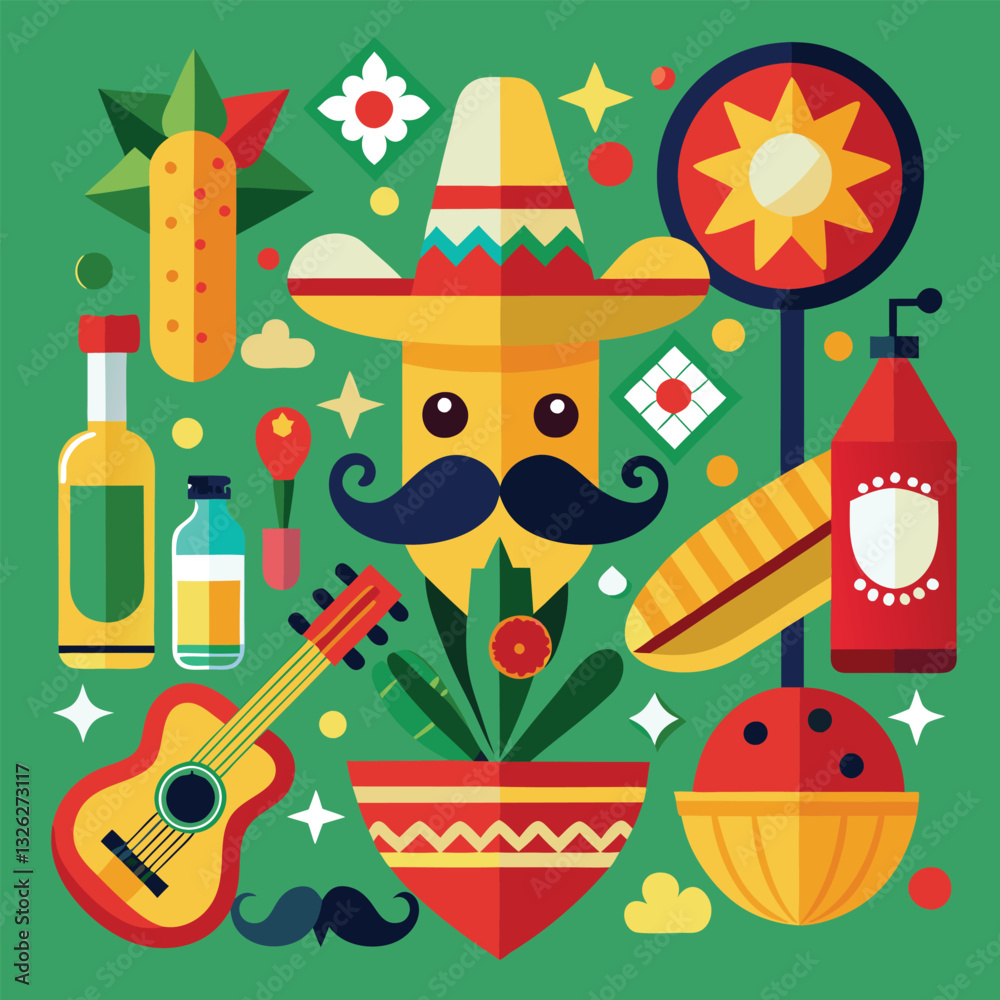 Cinco de Mayo day vector illustration icon elements symbols Cinco de Mayo day vector illustration icon elements symbols