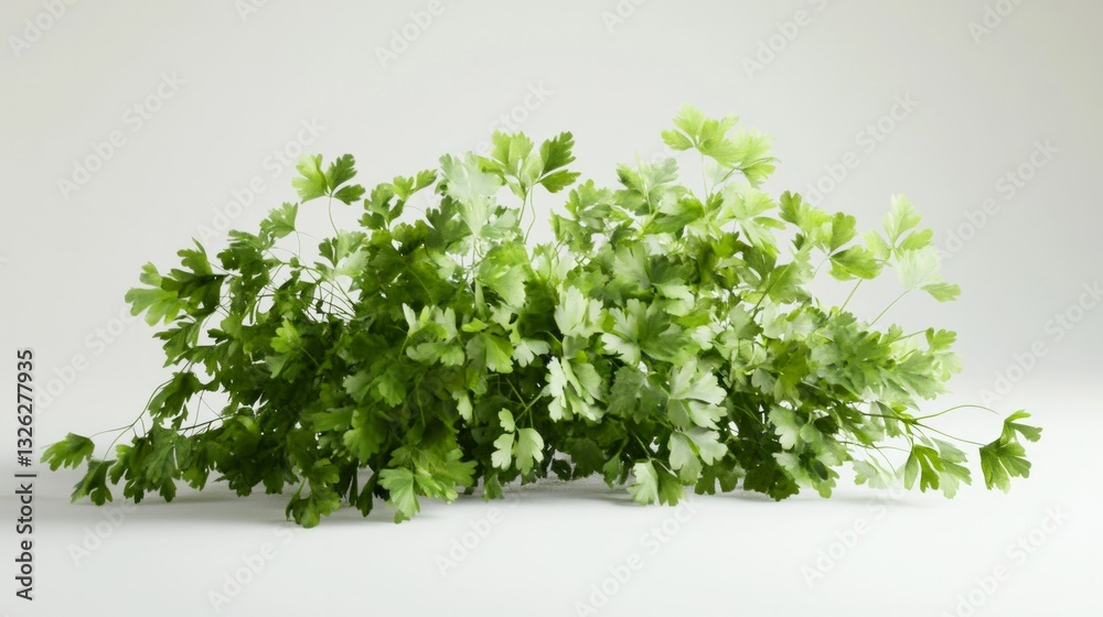 Obraz premium A bunch of green herbs are growing on a white background