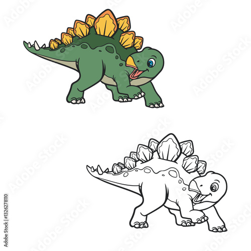 stegosaurus drawing. Detailed. You can change color you want. Vector illustration