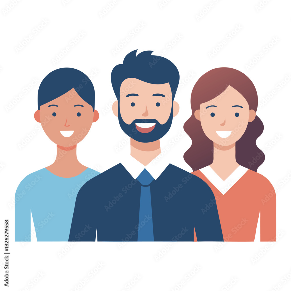 Minimalistic-illustration-of-3-happy-people. Minimalistic-illustration-of-3-happy-people.