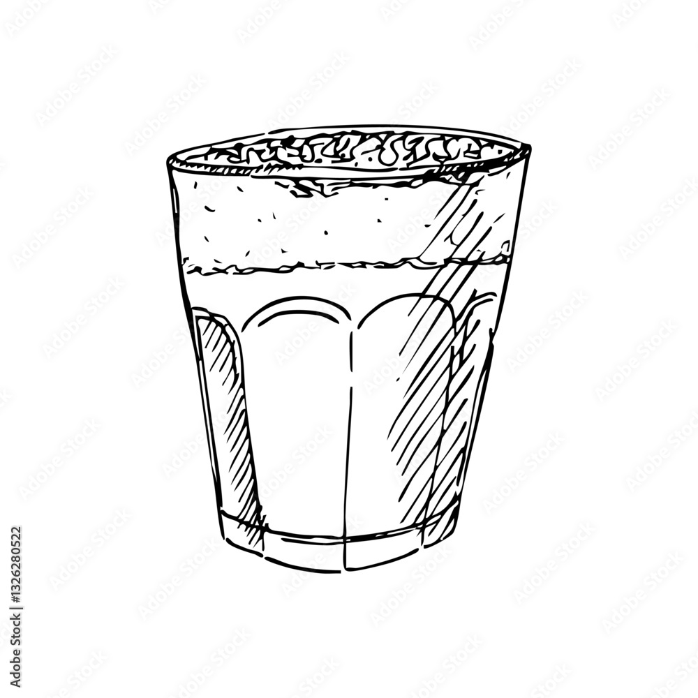 Coffee cup vector illustration. Hand drawn drink. Latte in sketch style.