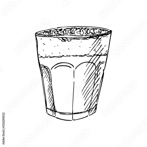 Coffee cup vector illustration. Hand drawn drink. Latte in sketch style.