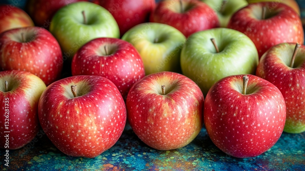 A bunch of apples with one green apple in the middle A bunch of apples with one green apple in the middle