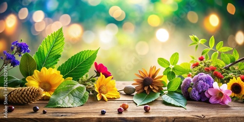 Nature's Play: Vibrant Flat Lay with Copy Space for Design