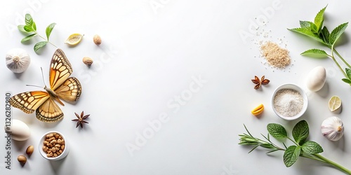 Organic Butterfly Flat Lay Product Photography with Copy Space