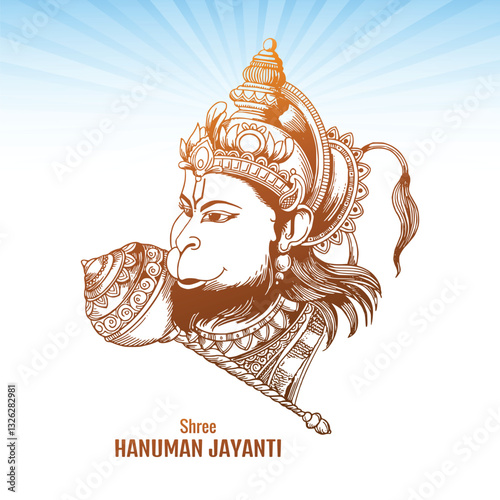 Shree hanuman Jayanti festival of india with lord hanuman sketch design