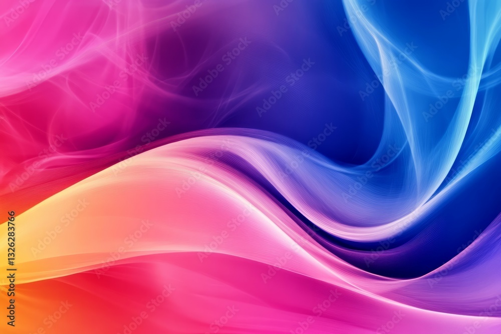 Fototapeta premium Abstract pink and blue flowing waves with gradient tones. AI generative