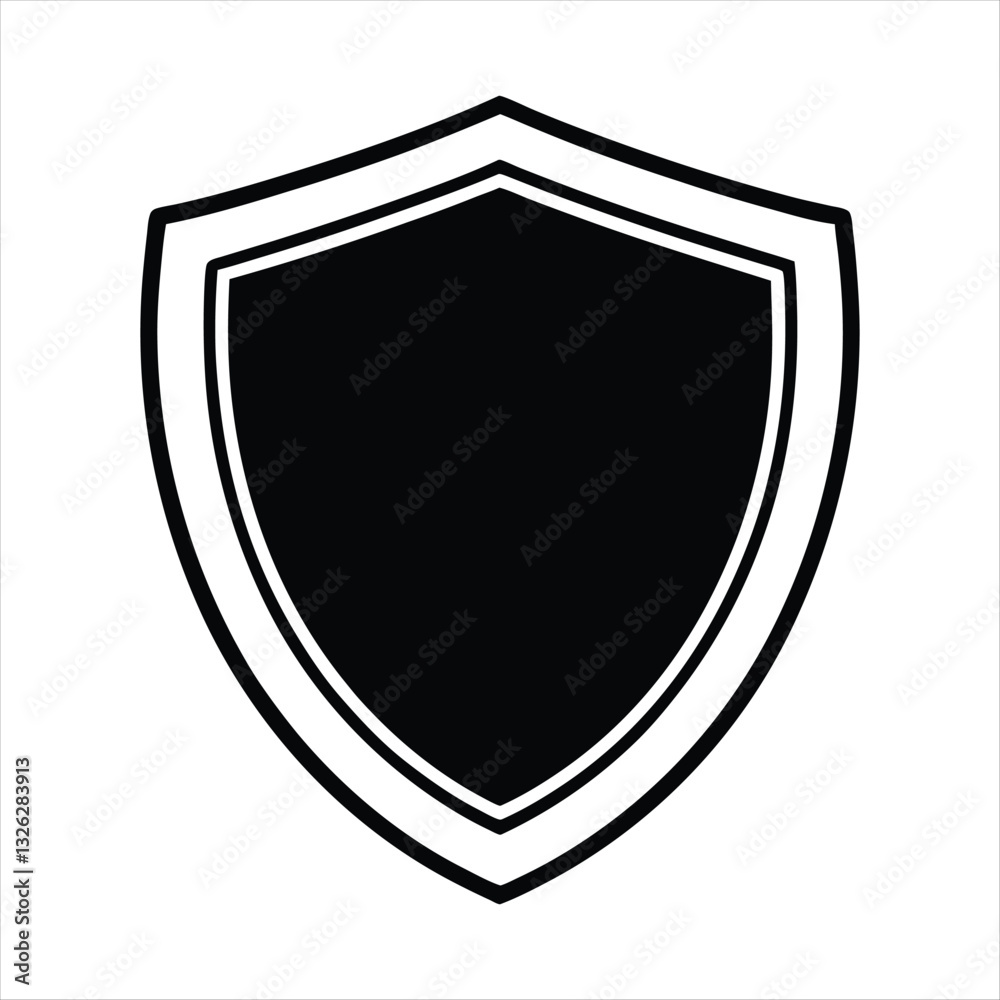 Shield Icon Symbol sign badge Vector Silhouette White Background Shield Icon Symbol sign badge Vector Silhouette White Background