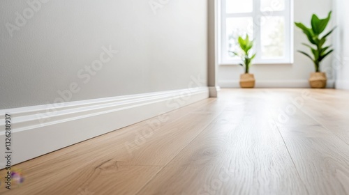 Wallpaper Mural Elegant Wooden Flooring with Natural Light and Potted Plants in Modern Interior Design Space Torontodigital.ca