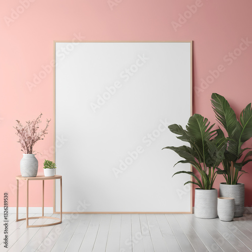 frame mockup, living room wall poster mockup, interior mockup with house background, interior design, 3D render