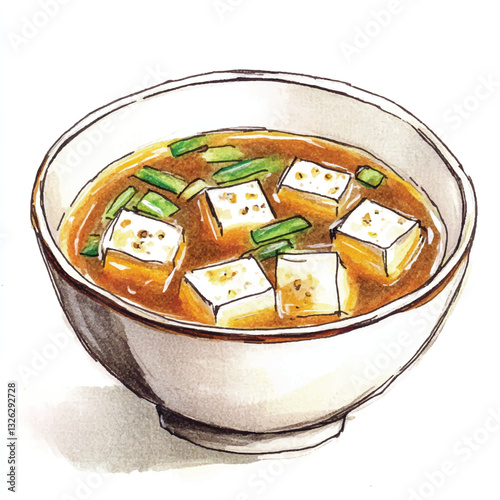 watercolor copic marker concept sketch of Miso Soup
