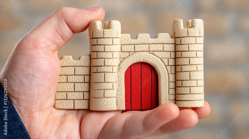 Fototapeta premium A small clay castle representation for artistic interpretation of biblical resettlement illustrated in nehemiah 11