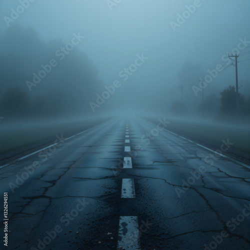 Misty Asphalt with Subtle Fog Reflection
