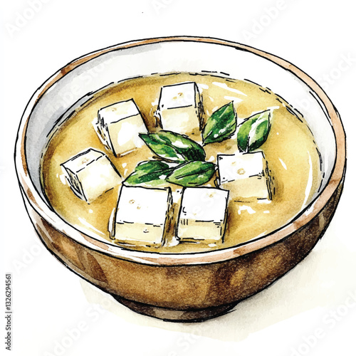 watercolor copic marker concept sketch of Miso Soup