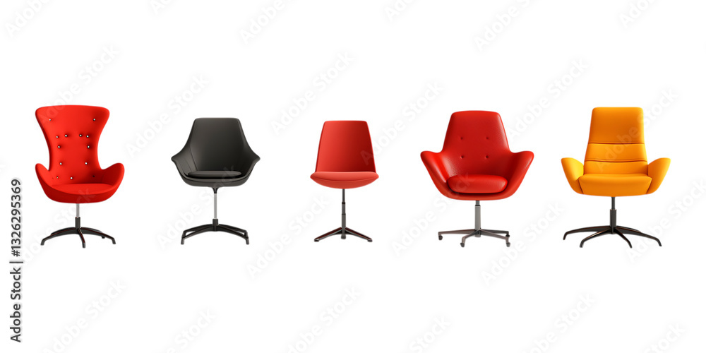Fototapeta premium Pack of Chair Set Against Transparent Background for Interior Design, Furniture Branding, or Home Decor Concepts