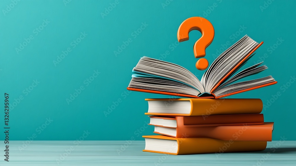 Fototapeta premium Open Book and Question Mark: A 3D Rendered Illustration AI Generated