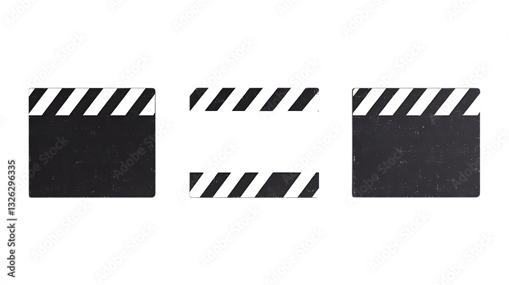 Obraz premium Pack Clapperboard Set Against Transparent Background for Film Industry Branding, Media Illustrations, or Movie Production Designs