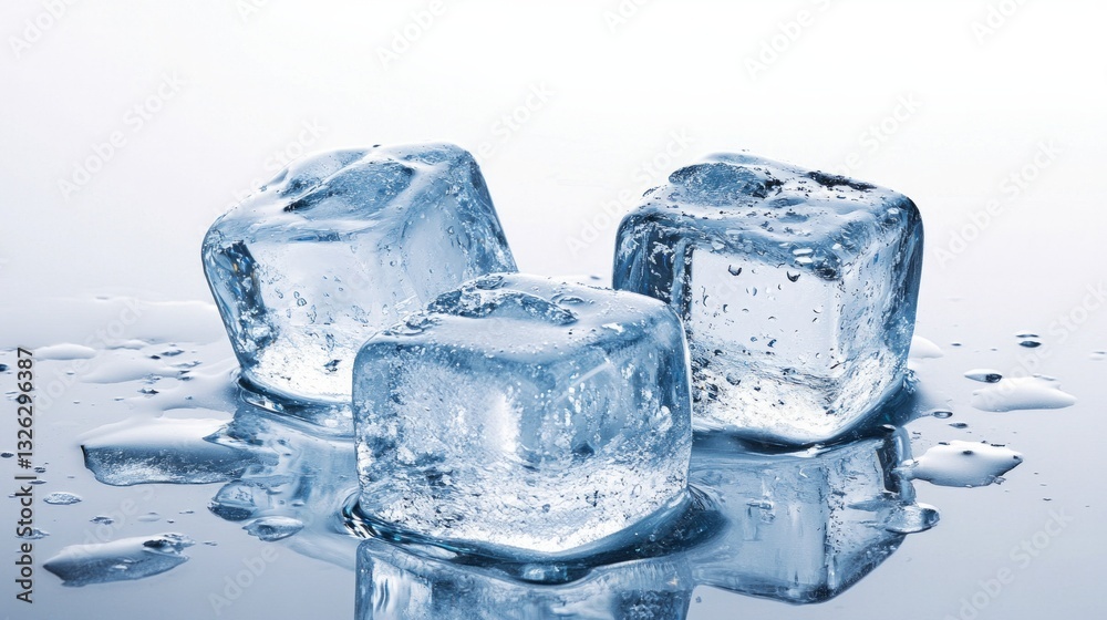 Three ice cubes on a table Three ice cubes on a table